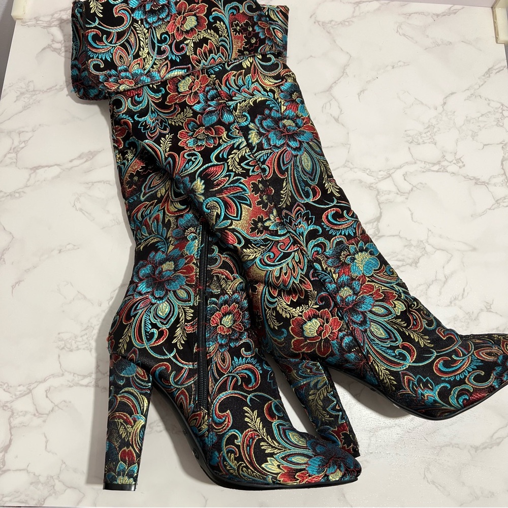 Bamboo Paisley Over The Knee/Thigh High/Fold Over Boot -- EU39/US 9 - Picture 7 of 11